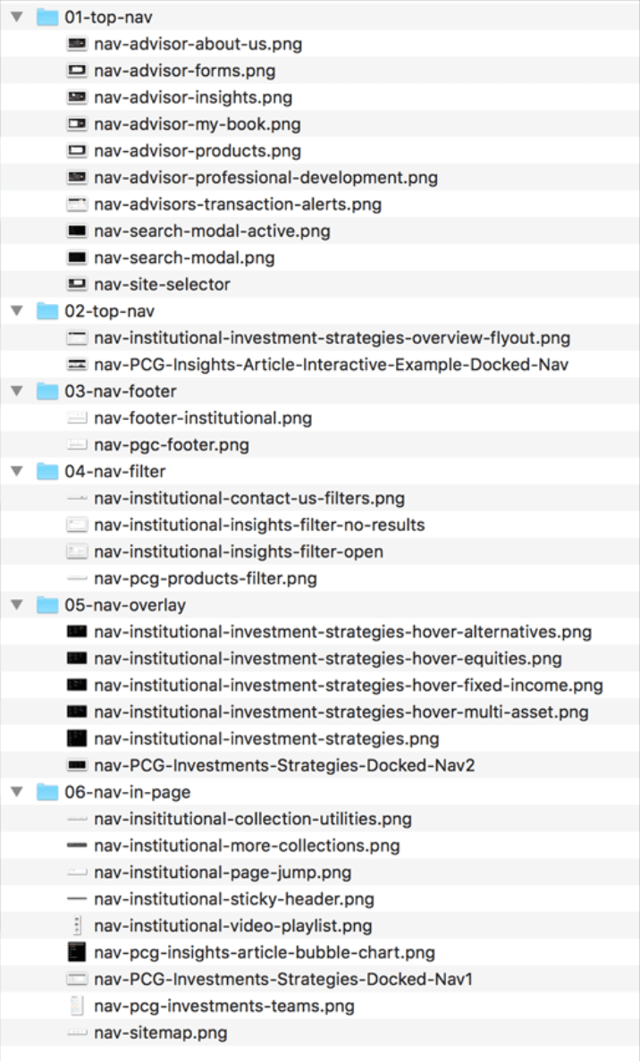 list of images collected during the site audit