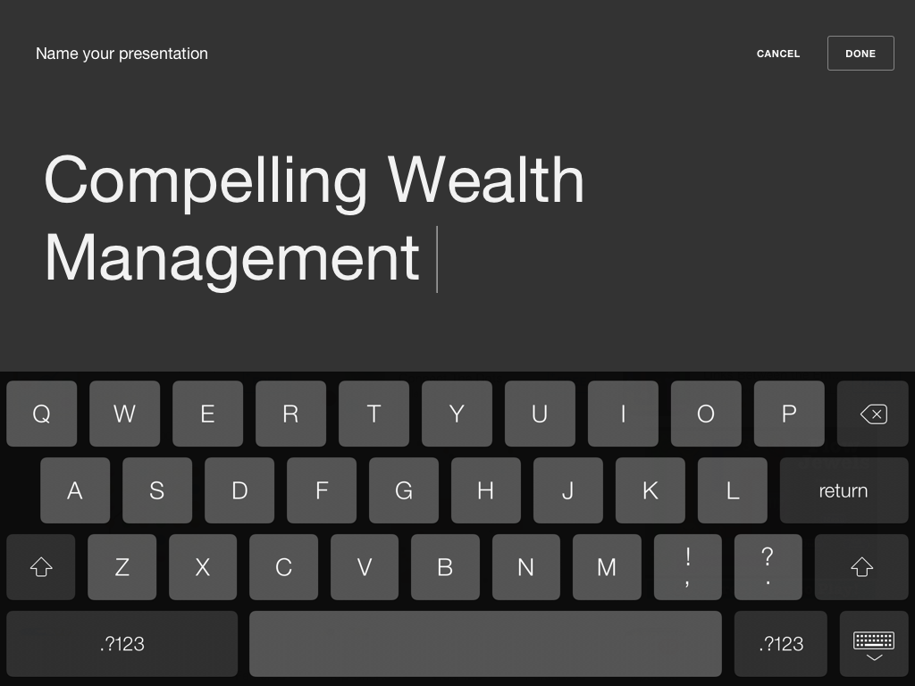 iPad screen showing a keyboard and text being edited