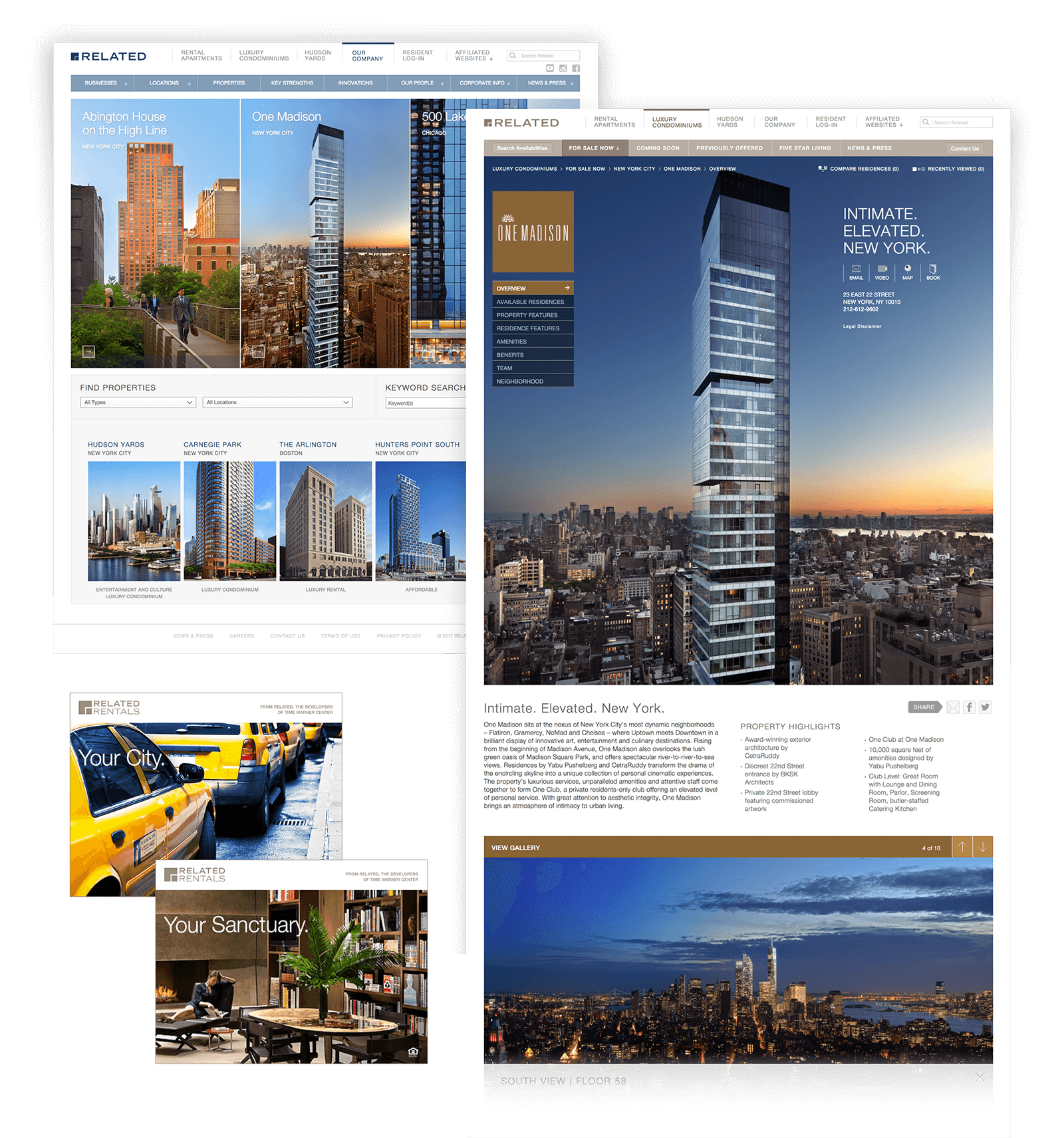 screenshots of pages from the related website project
